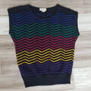 Vintage Jessica Scott Textured Ribbed Rainbow Top